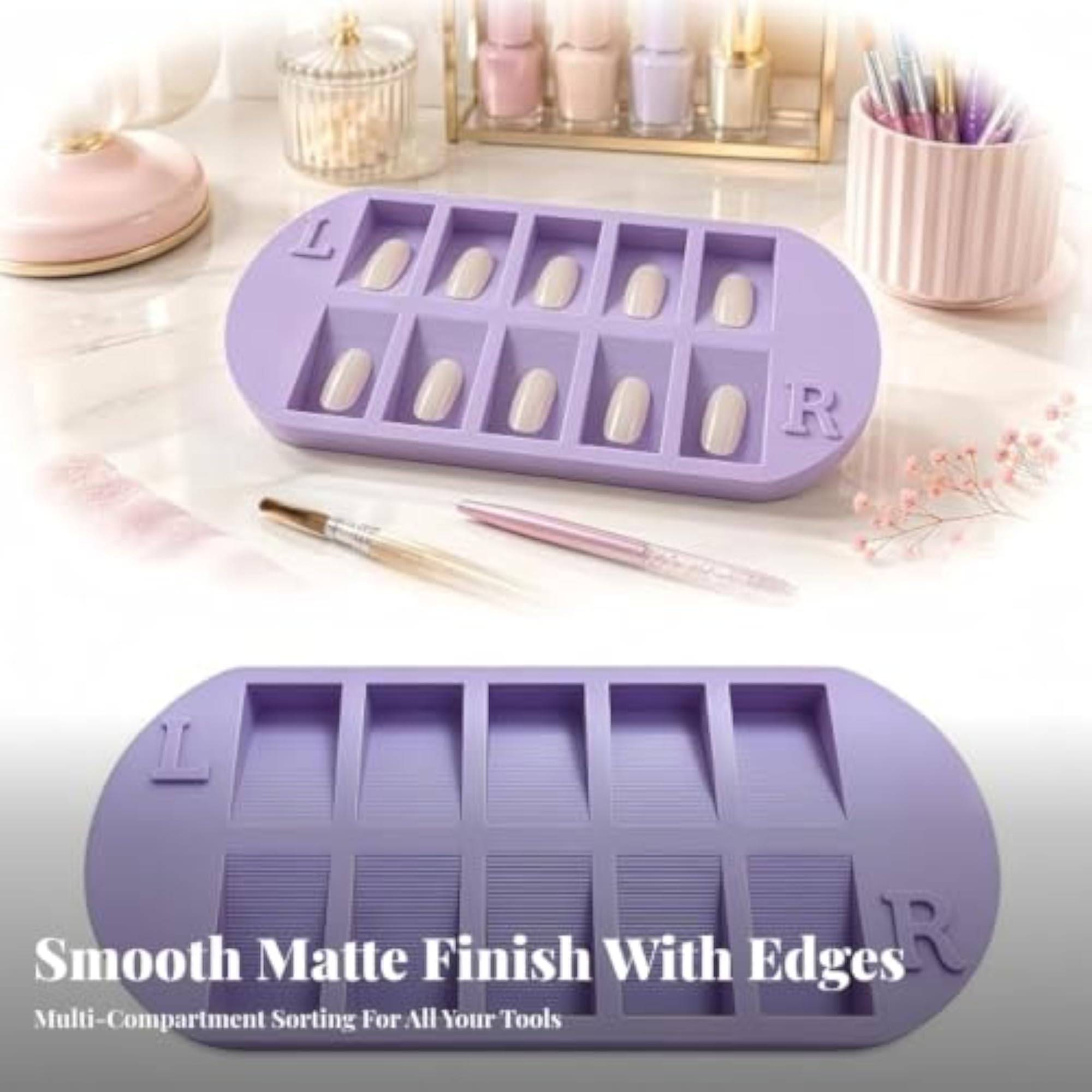 10-Compartment Nail Art Storage Tray, Mint Green